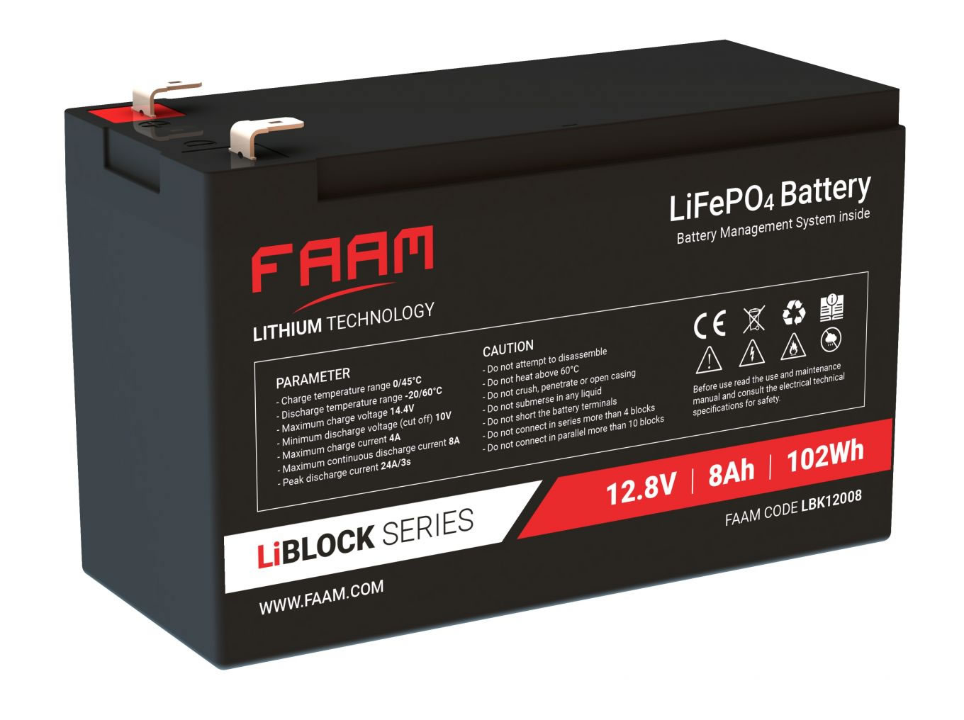 Lithium 12-8 FAAM Lithium LiFeP04 Dual purpose accu 