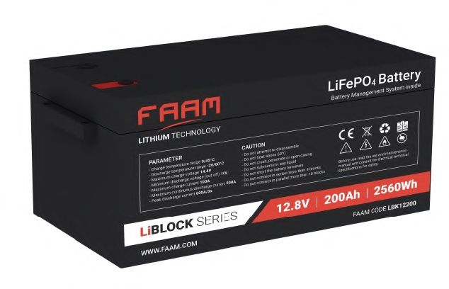 Lithium 12-200 FAAM Lithium LiFeP04 Dual purpose accu