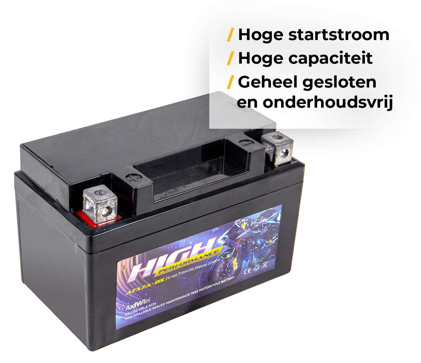 NTX7A SLA / YTX7A-BS GEL / ATX7A-BS AxiWin High performance VRLA GEL - AGM factory activated motoraccu
