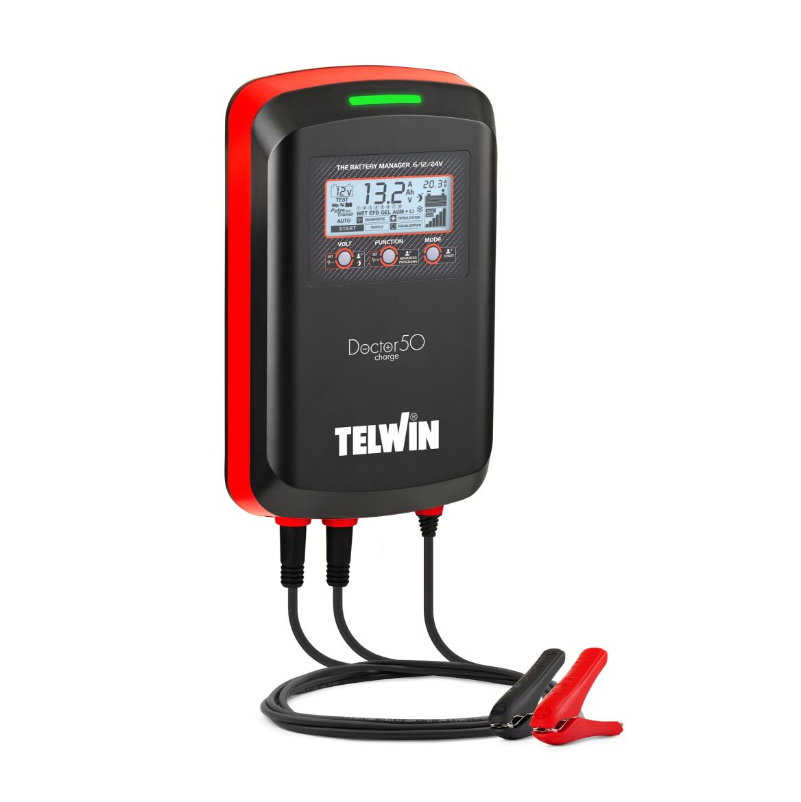 807613 Telwin Doctor Charge 50, Professionele acculader 6V / 12V / 24V 20A met snelladen