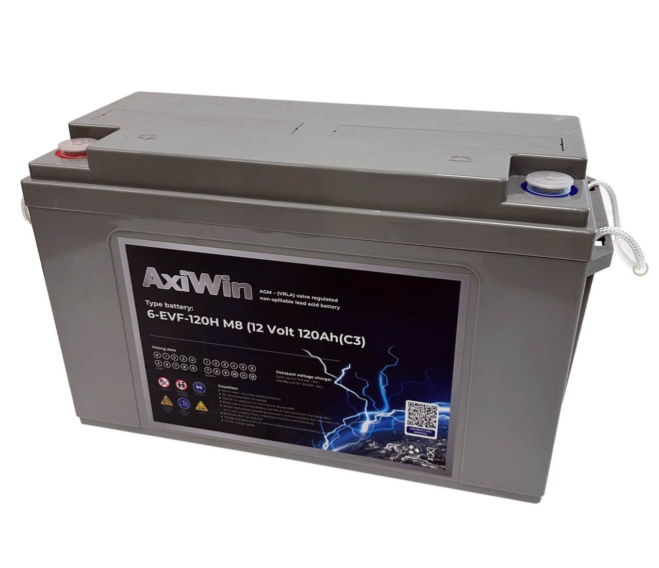 6 EVF 120H AxiWin VRLA AGM / GELLED tubular accu voor zwaar cyclisch gebruik