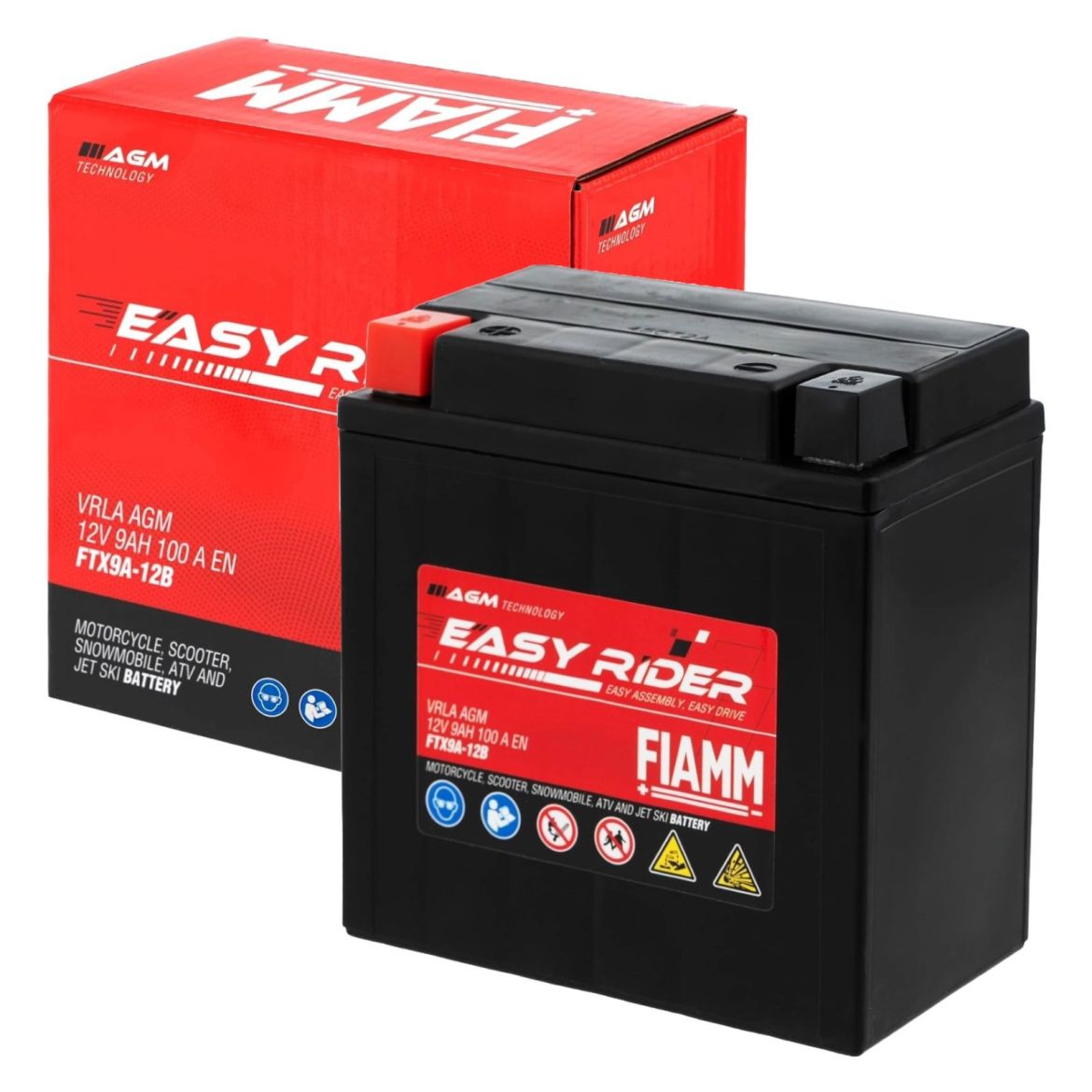 FTX9A-12B FIAMM EASY RIDER (VRLA NON-SPILLABLE READY TO USE BATTERY) 12V 9Ah(C10) 