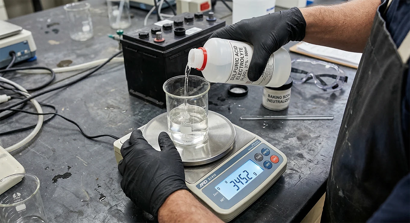 Hoe weegt u accuzuur op de juiste manier