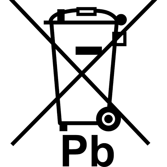 Doorgestreepte afvalcontainer met Pb-symbool